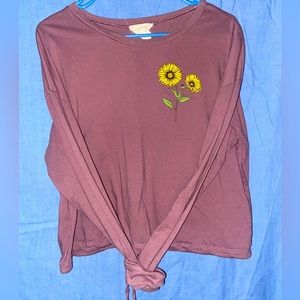 Mauve crop top draw sting ajustable
